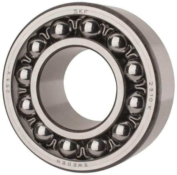 SKF - 50mm Bore Diam, 110mm OD, Open Self Aligning Radial Ball Bearing - 40mm Wide, 2 Rows, Round Bore, 4,500 Lb Static Capacity, 14,300 Lb Dynamic Capacity - All Tool & Supply