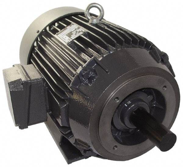 US Motors - 5 hp, TEFC Enclosure, No Thermal Protection, 3,500 RPM, 208-230/460 Volt, 60 Hz, Three Phase Energy Efficient Motor - Size 184 Frame, Rigid Mount, 1 Speed, Ball Bearings, 13.4-12.4/6.2 Full Load Amps, F Class Insulation, CCW Lead End - All Tool & Supply