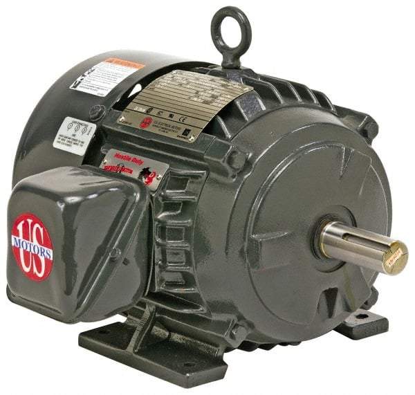 US Motors - 1.5 hp, TEFC Enclosure, No Thermal Protection, 1,175 RPM, 230/460 Volt, 60 Hz, Three Phase Premium Efficient Motor - Size 182 Frame, Rigid Mount, 1 Speed, Ball Bearings, 5/2.5 Full Load Amps, F Class Insulation, Reversible - All Tool & Supply