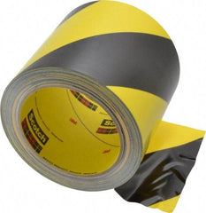 3M - Black & Yellow Striped Vinyl Tape - 4" Wide x 108' Long x 5.4 mil Thick, General Traffic - All Tool & Supply