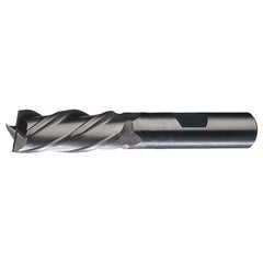 ‎1/2″ × 1/2″ × 1-1/4″ × 3-1/4″ LHS / LHC HSS HSS Single-End 4-Flute Non-Center Cutting Left Hand Helix Left Hand Cut Finishing End Mill - TiCN