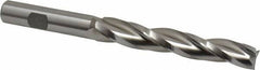 Made in USA - 0.5° Taper Angle per Side, 1/2" Small End Diam, 3-1/4" LOC, High Speed Steel 3 Flute Tapered Square End Mill - 5-1/2" OAL, 1/2" Shank Diam, Spiral Flute - All Tool & Supply