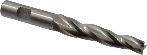 Made in USA - 2° Taper Angle per Side, 1/2" Small End Diam, 3-1/4" LOC, High Speed Steel 3 Flute Tapered Square End Mill - 5-1/2" OAL, 5/8" Shank Diam, Spiral Flute - All Tool & Supply