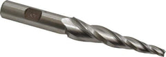 Made in USA - 5° Taper Angle per Side, 3/16" Small End Diam, 2-1/2" LOC, High Speed Steel 3 Flute Tapered Square End Mill - 4-3/4" OAL, 5/8" Shank Diam, Spiral Flute - All Tool & Supply