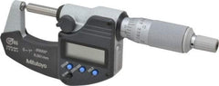 Mitutoyo - 25.4mm Max Measurement, Spherical Face Micrometer - Accuracy Up to 0.0001 Inch, Data Output, 0.0001 Inch Resolution, Electronic Operation, Ratchet Stop Thimble, IP65 Water Resistance Rating, SR44 Battery - All Tool & Supply