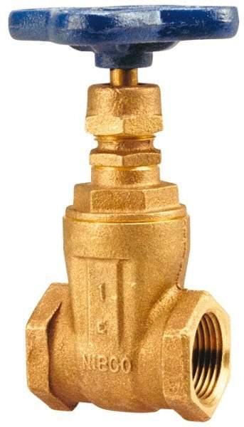 NIBCO - 1/2" Pipe, Class 125, Threaded Bronze Solid Wedge Stem Gate Valve with Hose Cap & Chain - 200 WOG, 125 WSP, Screw-In Bonnet - All Tool & Supply