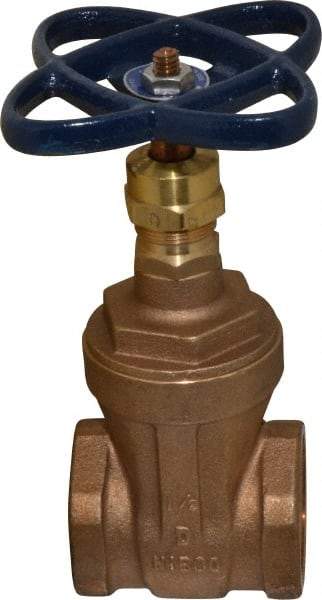 NIBCO - 1-1/2" Pipe, Class 125, Threaded Bronze Solid Wedge Stem Gate Valve - 200 WOG, 125 WSP, Screw-In Bonnet - All Tool & Supply