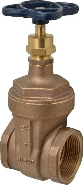 NIBCO - 2-1/2" Pipe, Class 125, Threaded Bronze Solid Wedge Stem Gate Valve - 200 WOG, 125 WSP, Screw-In Bonnet - All Tool & Supply