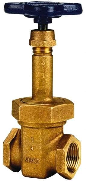 NIBCO - 2-1/2" Pipe, Class 125, Threaded Bronze Solid Wedge Rising Stem Gate Valve - 200 WOG, 125 WSP, Union Bonnet - All Tool & Supply