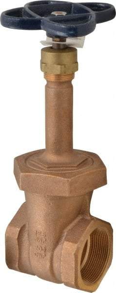 NIBCO - 2" Pipe, Class 125, Threaded Bronze Solid Wedge Rising Stem Gate Valve - 200 WOG, 125 WSP, Union Bonnet - All Tool & Supply