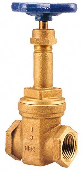 NIBCO - 3" Pipe, Class 125, Threaded Bronze Solid Wedge Rising Stem Gate Valve - 200 WOG, 125 WSP, Union Bonnet - All Tool & Supply