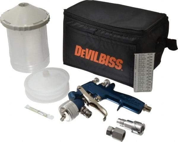 DeVilbiss - Siphon Feed Paint Spray Gun - 24 oz Capacity, 100 Max psi, 9.9 to 40 CFM, For Enamels, Epoxies, Lacquers, Polyurethanes, Primers, Sealers, Stains, Thinned Latex, Varnishes - All Tool & Supply