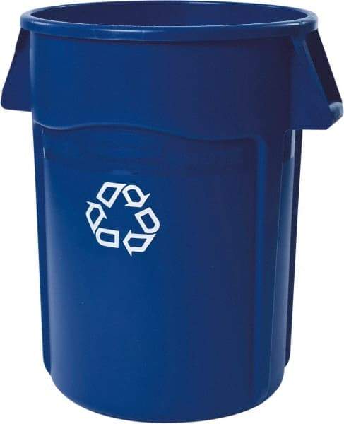 Rubbermaid - 44 Gal Blue Round Recycling Container - Polyethylene, Recycle Symbol Graphic - All Tool & Supply