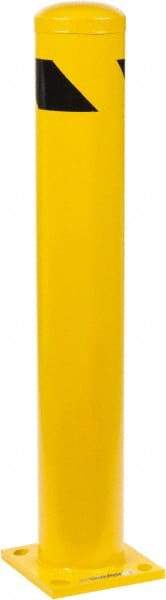 PRO-SAFE - 5-1/2" Diam x 36" High, Steel Bollard - 8" Wide x 8" Long Mounting Plate - All Tool & Supply