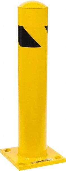 PRO-SAFE - 4-1/2" Diam x 24" High, Steel Bollard - 8" Wide x 8" Long Mounting Plate - All Tool & Supply