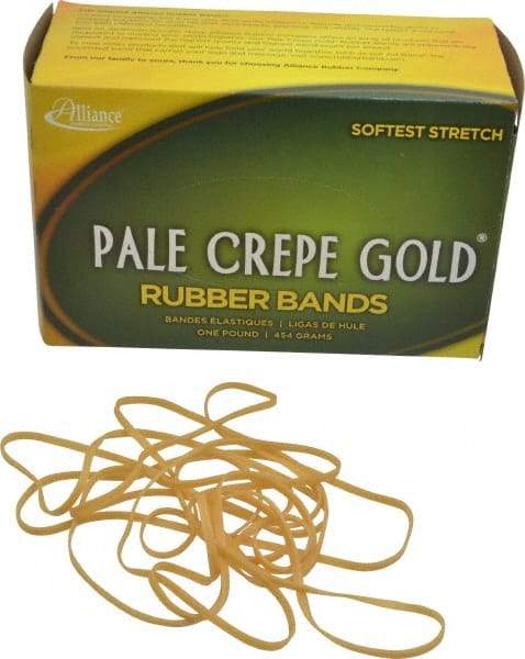 Alliance - 7 Inch Circumference, 1/8 Inch Wide, Pale Crepe Gold Rubber Band Strapping - 300 Pieces - All Tool & Supply