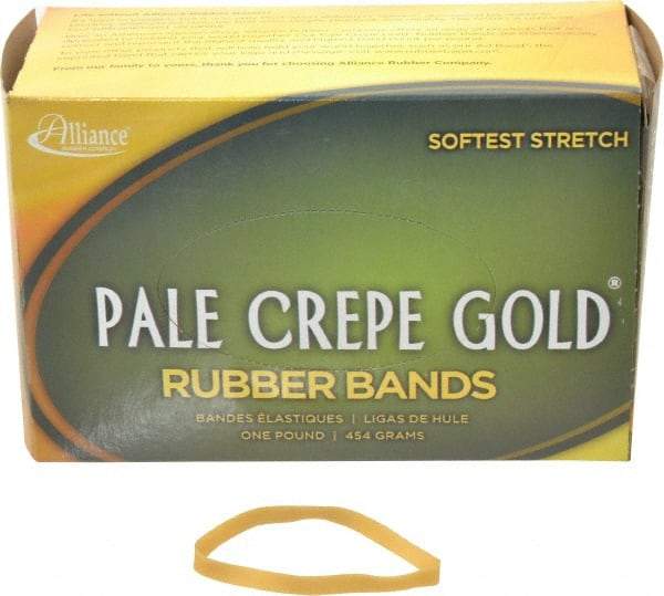 Alliance - 4 Inch Circumference, 1/4 Inch Wide, Pale Crepe Gold Rubber Band Strapping - 490 Pieces - All Tool & Supply