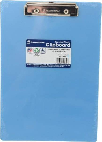 Saunders - 12-1/2 Inch Long x 9 Inch Wide x 1/2 Inch High, Clip Board - Ice Blue - All Tool & Supply