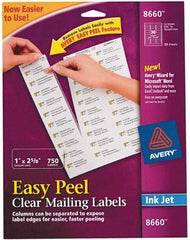 AVERY - 1" Wide x 2-5/8" Long, Clear Shipping Label - For Inkjet Printers - All Tool & Supply