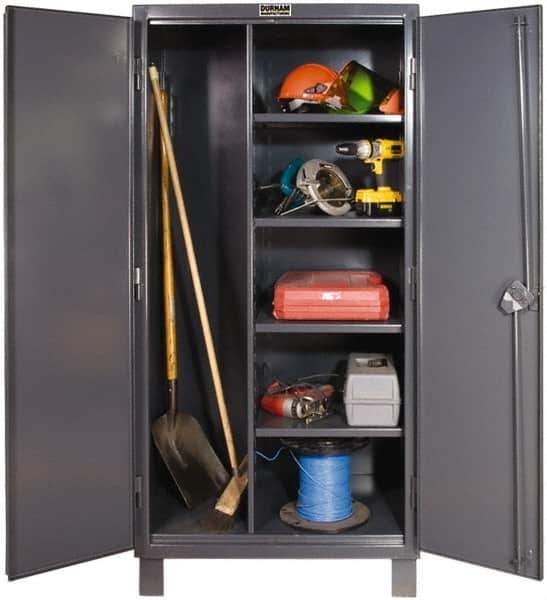 Durham - 4 Shelf Combination Storage Cabinet - Steel, 48" Wide x 24" Deep x 78" High, Gray - All Tool & Supply