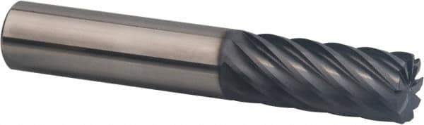 SGS - 1/2", 9 Flute, Single End, Solid Carbide, 0.03" Corner Radius End Mill - 3" OAL, 35° Helix, Right Hand Flute, 1-1/4" LOC, Right Hand Cut - All Tool & Supply