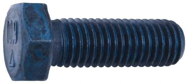 Metric Blue - M12x1.75mm Metric Coarse, 75mm Length Under Head Hex Head Cap Screw - Partially Threaded, Grade 10.9 Alloy Steel, 19mm Hex - All Tool & Supply