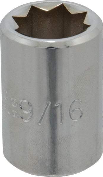 Proto - 9/16", 1/2" Drive, Standard Hand Socket - 8 Points, 1-1/2" OAL, Alloy Steel, Chrome Finish - All Tool & Supply