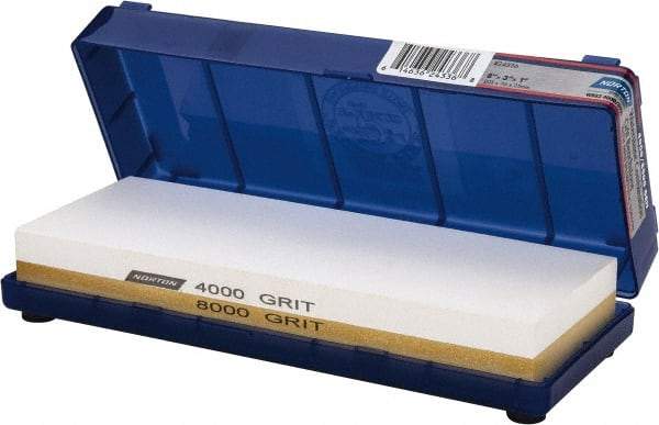 Norton - 8" Long x 3" Wide x 1" Thick, Sharpening Stone - Rectangle, 4000/8000 Grit, Ultra Fine Grade - All Tool & Supply