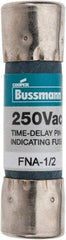 Cooper Bussmann - 250 VAC, 0.5 Amp, Time Delay Pin Indicator Fuse - Fuse Holder Mount, 1-1/2" OAL, 10 at 125 V kA Rating, 13/32" Diam - All Tool & Supply