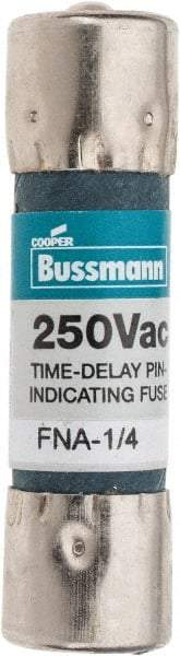 Cooper Bussmann - 250 VAC, 0.25 Amp, Time Delay Pin Indicator Fuse - Fuse Holder Mount, 1-1/2" OAL, 10 at 125 V kA Rating, 13/32" Diam - All Tool & Supply