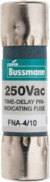 Cooper Bussmann - 250 VAC, 0.4 Amp, Time Delay Pin Indicator Fuse - Fuse Holder Mount, 1-1/2" OAL, 10 at 125 V kA Rating, 13/32" Diam - All Tool & Supply