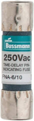 Cooper Bussmann - 250 VAC, 0.6 Amp, Time Delay Pin Indicator Fuse - Fuse Holder Mount, 1-1/2" OAL, 10 at 125 V kA Rating, 13/32" Diam - All Tool & Supply