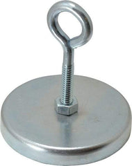 Mag-Mate - 2.63" Diam, 3/8" Cup Height, 2-1/4" Overall Height, 100 Lb Average Pull Force, 100 Lb Max Pull Force, Neodymium Rare Earth Cup Magnet - Loop Style, 1/2" Loop ID, Galvanized - All Tool & Supply