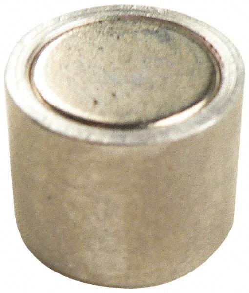 Mag-Mate - 6-32 Thread, 1/4" Diam, 1/2" High, 0.13 Lb Average Pull Force, Neodymium Rare Earth Pot Magnet - 1/4" Tapped Hole Depth, Nickel Plated, Aluminum Insulated - All Tool & Supply