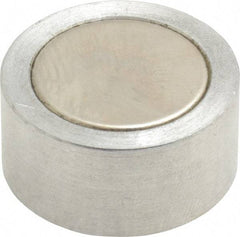 Mag-Mate - 1/4-20 Thread, 1" Diam, 1/2" High, 3.75 Lb Average Pull Force, Neodymium Rare Earth Pot Magnet - 1/4" Tapped Hole Depth, Nickel Plated, Aluminum Insulated - All Tool & Supply