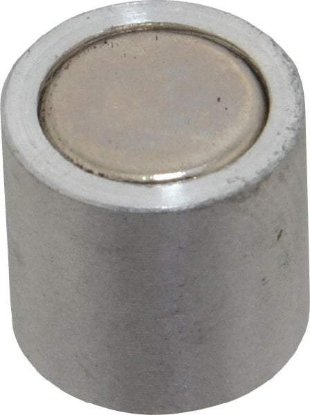 Mag-Mate - 10-24 Thread, 1/2" Diam, 1/2" High, 1.33 Lb Average Pull Force, Neodymium Rare Earth Pot Magnet - 1/4" Tapped Hole Depth, Nickel Plated, Aluminum Insulated - All Tool & Supply