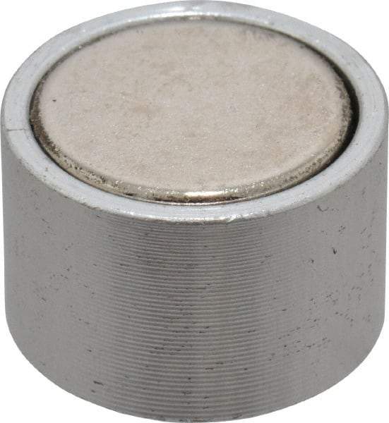 Mag-Mate - 10-24 Thread, 3/4" Diam, 1/2" High, 3 Lb Average Pull Force, Neodymium Rare Earth Pot Magnet - 1/4" Tapped Hole Depth, Nickel Plated, Aluminum Insulated - All Tool & Supply