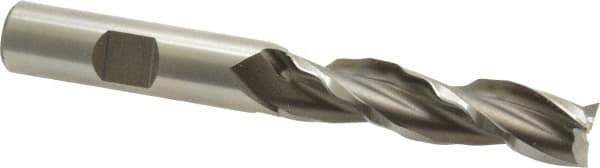 Weldon - 1/2" Diam, 2" LOC, 3 Flute High Speed Steel Roughing & Finishing Square End Mill - Uncoated, 4" OAL, 1/2" Shank Diam, Weldon Shank, 30° Helix, Centercutting - All Tool & Supply