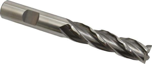 Weldon - 1/2" Diam, 2" LOC, 4 Flute High Speed Steel Roughing & Finishing Square End Mill - Uncoated, 4" OAL, 1/2" Shank Diam, Weldon Shank, 30° Helix, Non-Centercutting - All Tool & Supply