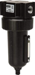 Parker - 1/2" Port, 7.67" High x 3.24" Wide Standard Filter with Metal Bowl, Manual Drain - 130 SCFM, 250 Max psi, 175°F Max Temp, Sight Glass Included, Modular Connection, 7.2 oz Bowl Capacity - All Tool & Supply