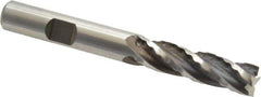 Weldon - 3/8" Diam, 1-3/8" LOC, 4 Flute High Speed Steel Roughing & Finishing Square End Mill - Uncoated, 3-1/8" OAL, 3/8" Shank Diam, Weldon Shank, 30° Helix, Centercutting, Regular Length - All Tool & Supply