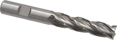 Weldon - 1/2" Diam, 2" LOC, 4 Flute High Speed Steel Roughing & Finishing Square End Mill - Uncoated, 4" OAL, 1/2" Shank Diam, Weldon Shank, 30° Helix, Centercutting, Regular Length - All Tool & Supply