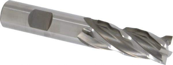 Weldon - 5/8" Diam, 1-5/8" LOC, 4 Flute High Speed Steel Roughing & Finishing Square End Mill - Uncoated, 3-3/4" OAL, 5/8" Shank Diam, Weldon Shank, 30° Helix, Centercutting, Regular Length - All Tool & Supply