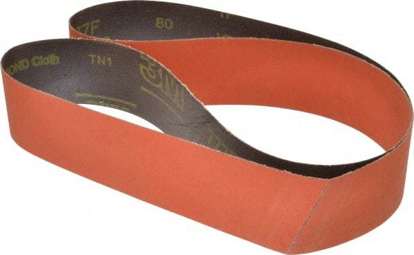 3M - 2-1/2" Wide x 60" OAL, 80 Grit, Ceramic Abrasive Belt - Ceramic, Medium, Coated, YF Weighted Cloth Backing, Wet/Dry, Series 777F - All Tool & Supply