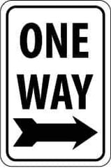 NMC - "One Way", "Right Arrow", 18" Wide x 24" High, Aluminum Parking Lot Traffic Signs - 0.08" Thick, Black on White, High Intensity Reflectivity, Rectangle, Post Mount - All Tool & Supply