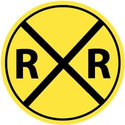 NMC - "R R", "Railroad Crossing Symbol", 30" Wide x 30" High, Aluminum Traffic Control Signs - 0.08" Thick, Black on Yellow, High Intensity Reflectivity, Round, Post Mount - All Tool & Supply