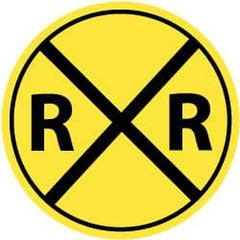 NMC - "R R", "Railroad Crossing Symbol", 30" Wide x 30" High, Aluminum Traffic Control Signs - 0.08" Thick, Black on Yellow, High Intensity Reflectivity, Round, Post Mount - All Tool & Supply