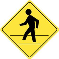 NMC - "Pedestrians Crossing", 24" Wide x 24" High, Aluminum Pedestrian Crossing Signs - 0.08" Thick, Black on Yellow, High Intensity Reflectivity, Diamond, Post Mount - All Tool & Supply