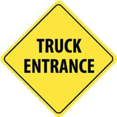 NMC - "Truck Entrance", 24" Wide x 24" High, Aluminum Traffic Control Signs - 0.08" Thick, Black on Yellow, High Intensity Reflectivity, Diamond, Post Mount - All Tool & Supply