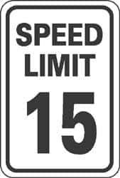 NMC - "Speed Limit 15", 18" Wide x 24" High, Aluminum Speed Limit Signs - 0.08" Thick, Black on White, Engineer Grade Reflectivity, Rectangle, Post Mount - All Tool & Supply